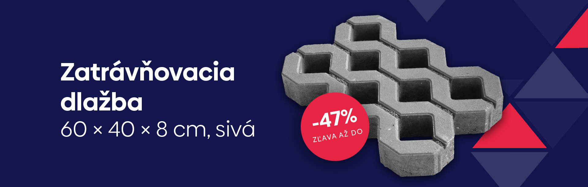 Zatrávňovacia dlažba 60x40x8 cm sivá